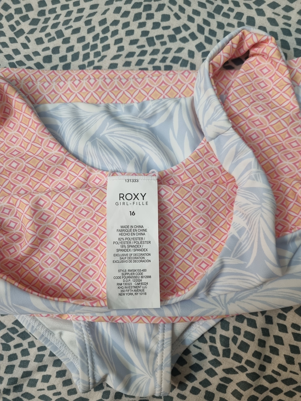 Roxy Girls Two-Tone Swim Top - Pink & Light Blue